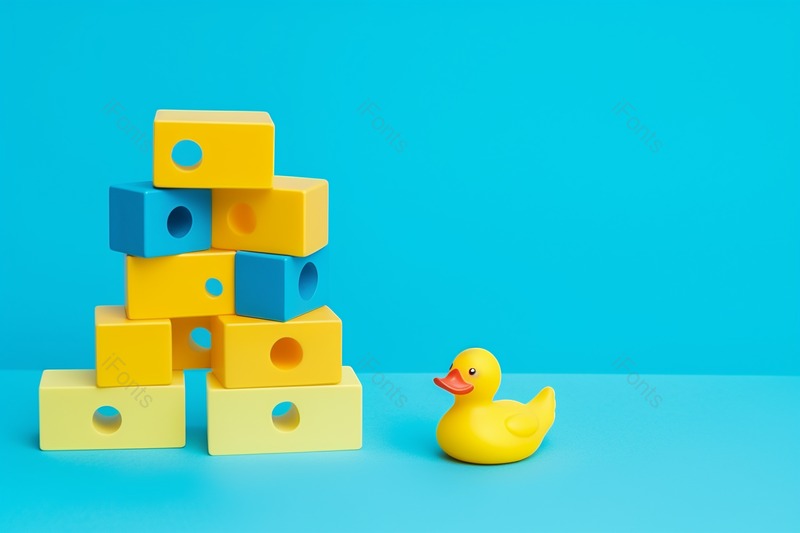 儿童节小黄鸭积木快乐礼物,高清,摄影图,摄影图片,图片大全,摄影图免费下载